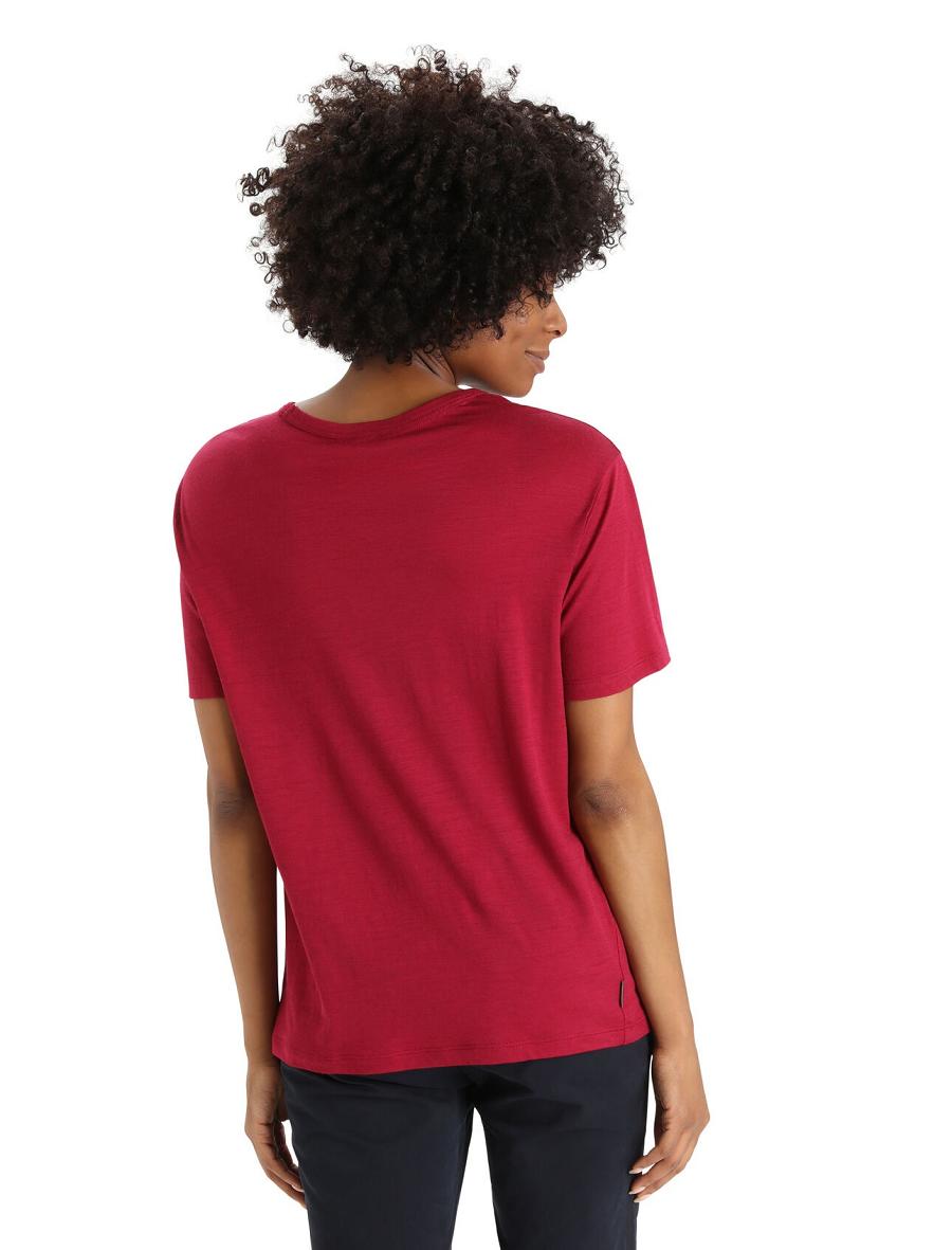 Cherry Icebreaker Merino Granary Short Sleeve Women's T Shirts | AU 1582ZUTG